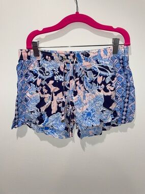 Lilly Pulitzer Floral Drawstring Women’s flowy Shorts in Navy, Light Blue & Pink